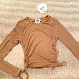Princess Polly long sleeve ribbed beige tee! NWT, US size 4 :)